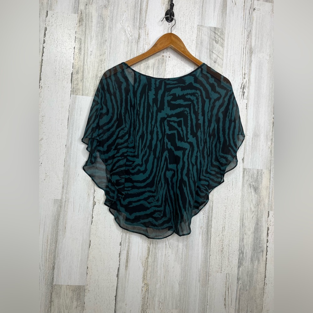 Express Women's Zebra Print Top Teal Green Size XS